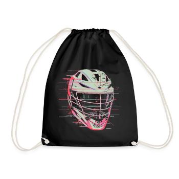 Lacrosse Helmet Graphic - Drawstring Bag - black - Front