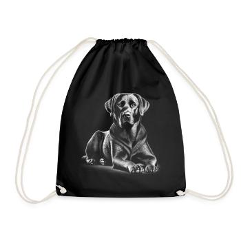 Niedlicher Labrador in liegender Pose - Turnbeutel - Schwarz - Vorne
