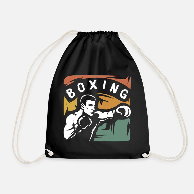 Vintage Boxing Fighter – Retro Box Design - Drawstring Bag - black