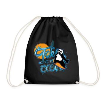 Panda Surfer – Take me to the Ocean - Drawstring Bag - black - Front