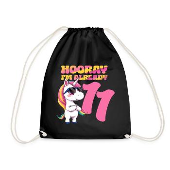 11 Jahre Mädchen Geburtstag Einhorn Motto Unicorn - Turnbeutel - Schwarz - Vorne