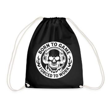 Skull with Headphones and Motivational Text - Drawstring Bag - black - Front
