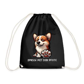 Talk to the Paw Corgi Corgi Welsh Corgi - Drawstring Bag - black - Front