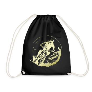 Mountain Bike Bicycle Silhouette - Drawstring Bag - black - Front