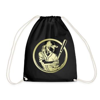 Baseball Silhouette - Drawstring Bag - black - Front