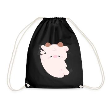 Tired Cow Commute - Drawstring Bag - black - Front