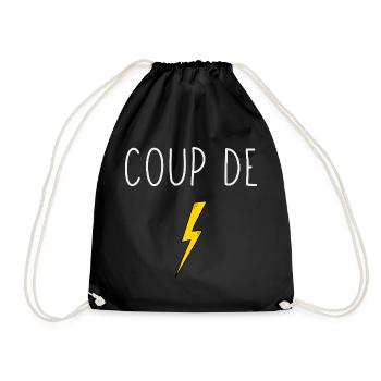Coup de foudre minimalist design yellow lightning bolt - Drawstring Bag - black - Front
