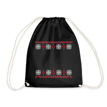 Ugly Sweater Christmas Pattern Snowflakes Cool - Drawstring Bag - black - Front