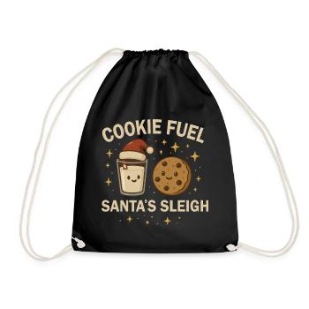 Weihnachten Baking Crew - Weihnachtskeks & Milch  - Turnbeutel - Schwarz - Vorne