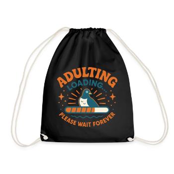 Adulting Loading Taube - Turnbeutel - Schwarz - Vorne