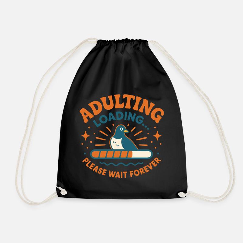 Adulting Loading Taube - Turnbeutel - Schwarz