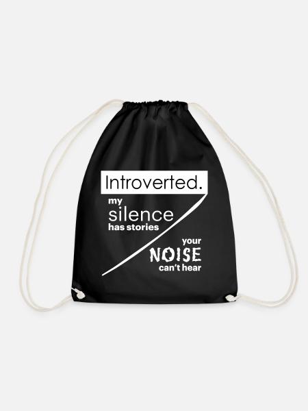 Introvert Quotes - Drawstring Bag - black