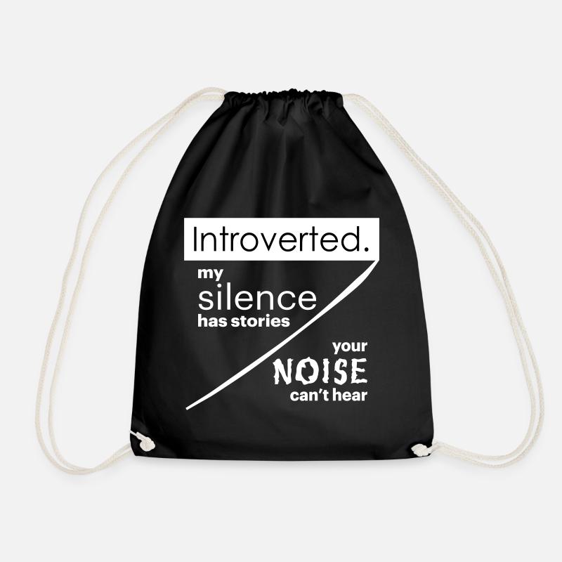 Introvert Quotes - Drawstring Bag - black