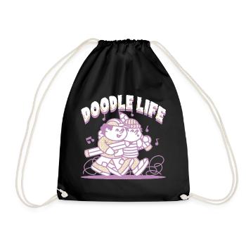 Doodle Life Doodle Drawing - Drawstring Bag - black - Front