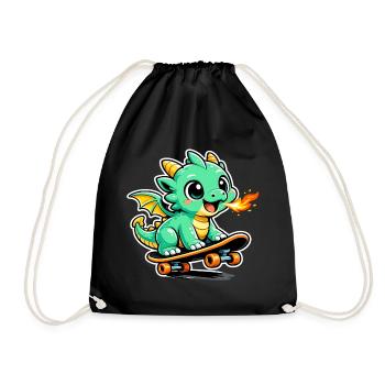 Petit Dragon Skateur - Sac de sport léger - noir - Devant