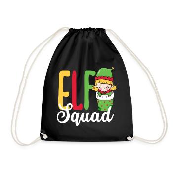 Elf Squad Cute Elf Girl Christmas - Drawstring Bag - black - Front