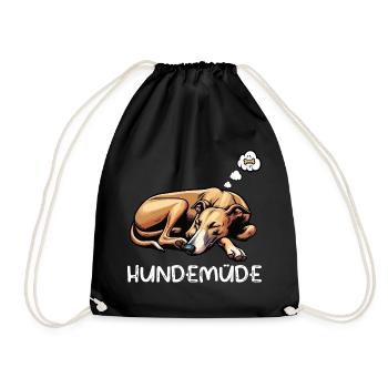Hundemüde Whippet Windhund Whippets Whippethalter - Turnbeutel - Schwarz - Vorne