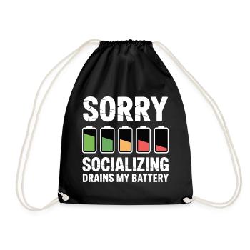 Joke about sociable, exhausted introverts - Drawstring Bag - black - Front