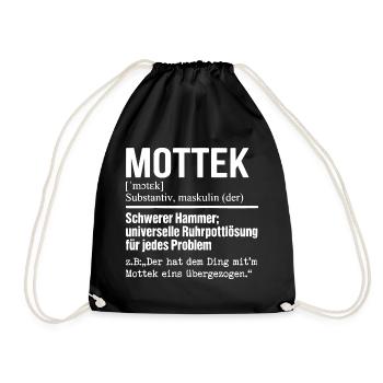 Mottek Definition, Ruhrpott, Ruhrgeiet Dialekt - Turnbeutel - Schwarz - Vorne