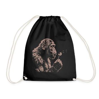  Chimpanzee Blowing Dandelion Art Monkey Nature - Turnbeutel - Schwarz - Vorne