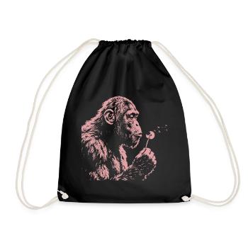  Chimpanzee Blowing Dandelion Art Monkey Nature - Turnbeutel - Schwarz - Vorne