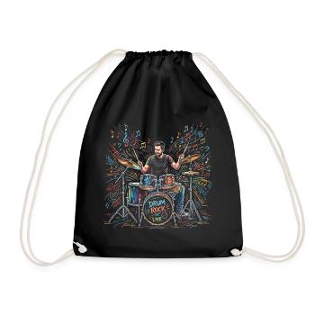 Batteur masculin jouant de batterie Imprimé - Sac de sport léger - noir - Devant