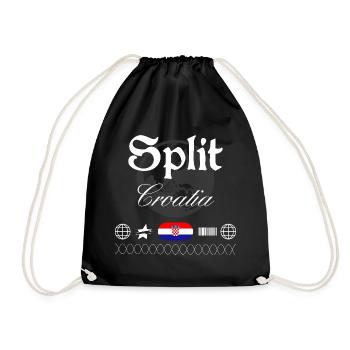 Split Croatia Streetwear Travel Souvenir - Drawstring Bag - black - Front