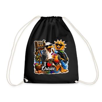 I Love Baltic Seagull Beach Bar Party Shirt - Drawstring Bag - black - Front