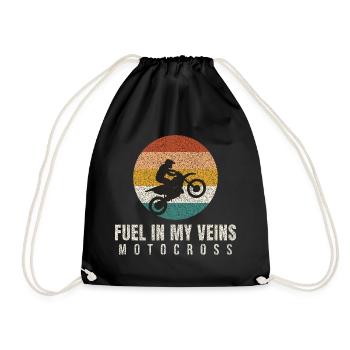 Fuel In My Veins Retro Motocross - Drawstring Bag - black - Front