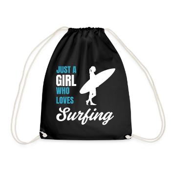 Surfer Girl Beach Lover Gift for Women - Drawstring Bag - black - Front