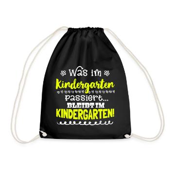 Was im Kindergarten passiert... - Turnbeutel - Schwarz - Vorne