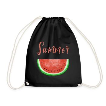 Summer Time Wassermelone - Melone - Sommer - Turnbeutel - Schwarz - Vorne