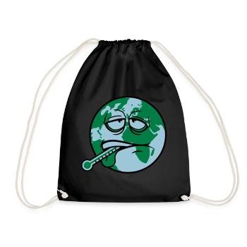 earth sick virus bacteria thermometer humanity - Drawstring Bag - black - Front