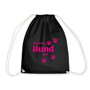 Die Mit Dem Hund Geht - Pink Edition Hundefan.Shop - Turnbeutel - Schwarz - Vorne