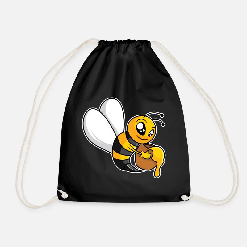 Industrious Honey Bee - Design - Drawstring Bag - black