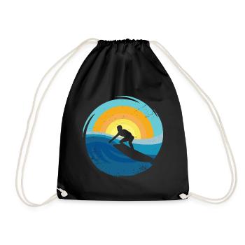 Surfer - Surfboard - Turnbeutel - Schwarz - Vorne