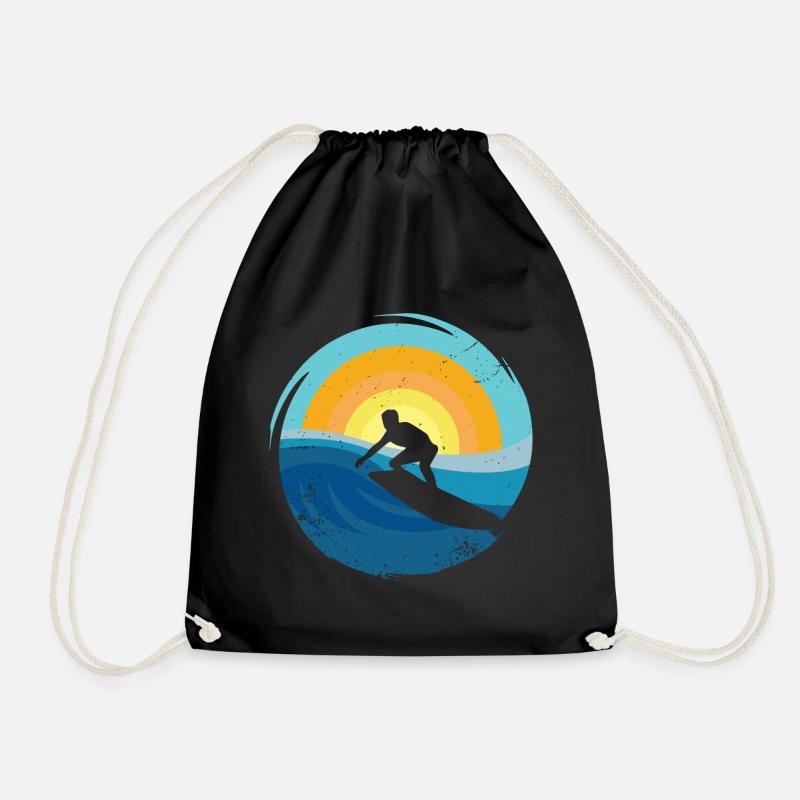 Surfer - Surfboard - Turnbeutel - Schwarz