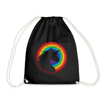 Unicorn Colorful Rainbow Design - Drawstring Bag - black - Front