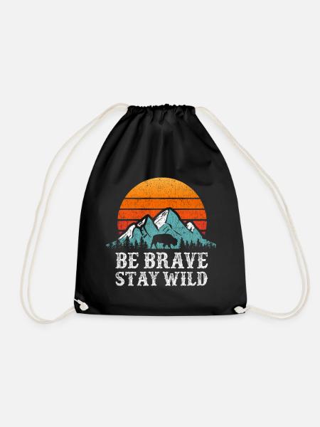 Wildness Travel Outdoor Camping Motorhome Road Trip - Drawstring Bag - black
