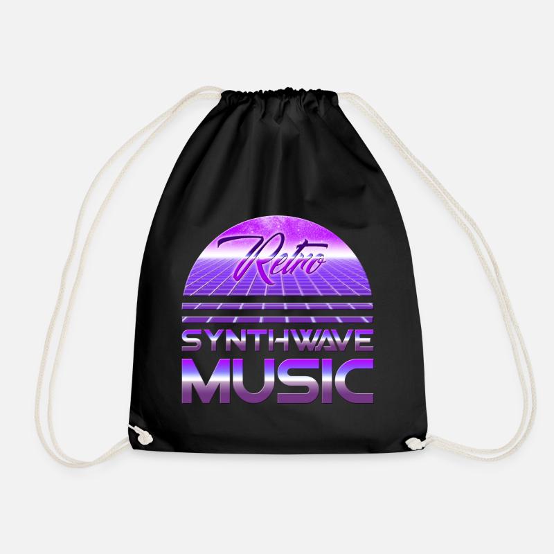 80s Neon Retro Synthwave Music Electronic Wave - Turnbeutel - Schwarz
