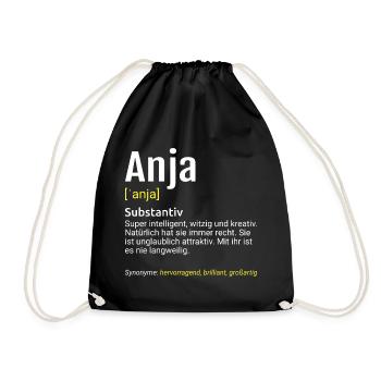 Anja Name Definition - Turnbeutel - Schwarz - Vorne