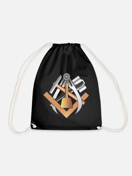 Handicraft mark stonemason without writing - Drawstring Bag - black