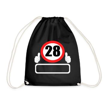 28 Birthday Traffic sign 28 years Your name - Drawstring Bag - black - Front
