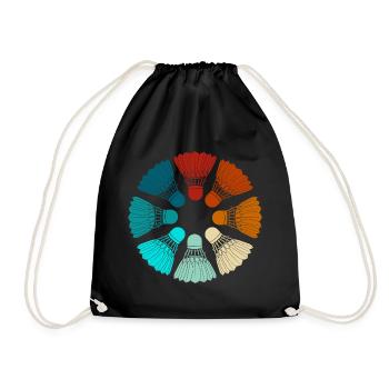 Badminton - Shuttlecocks Colorful - Drawstring Bag - black - Front