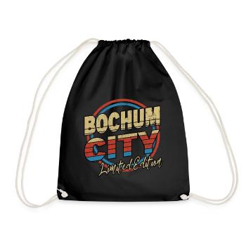 Bochum Germany City Font 80s Style - Drawstring Bag - black - Front