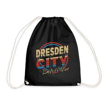 Dresden Germany City Font 80s style - Drawstring Bag - black - Front