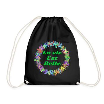 La vie est belle! - Sac de sport léger - noir - Devant