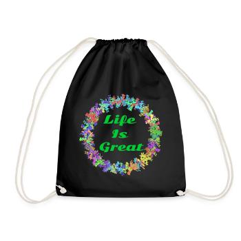 Life is great! - Drawstring Bag - black - Front