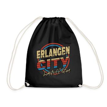 Erlangen Germany City Font 80s Style - Drawstring Bag - black - Front