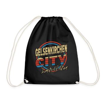 Gelsenkirchen Germany City Font 80s style - Drawstring Bag - black - Front